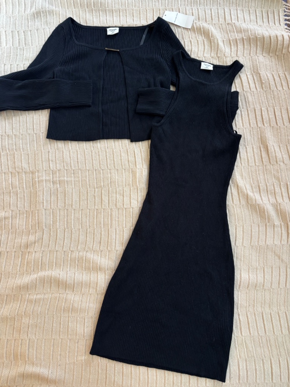 Abercrombie Black Mini Sweater Dress with Cardigan